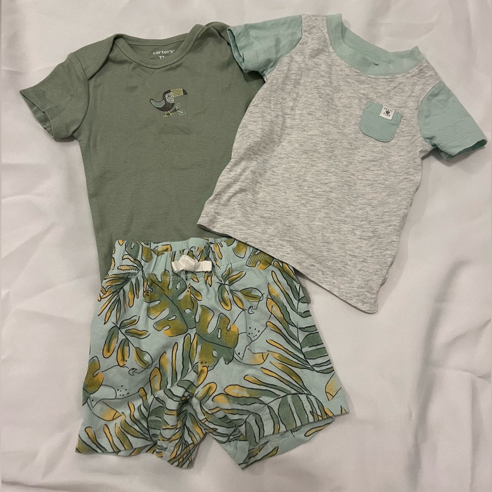 Carter's lion, palm, toucan, jungle collection outfits